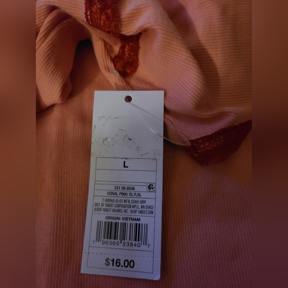 Womens Sleeveless Lace Trim Knit Bodycon Dress- Wild Fable Coral Pink large NWT - Picture 6 of 6